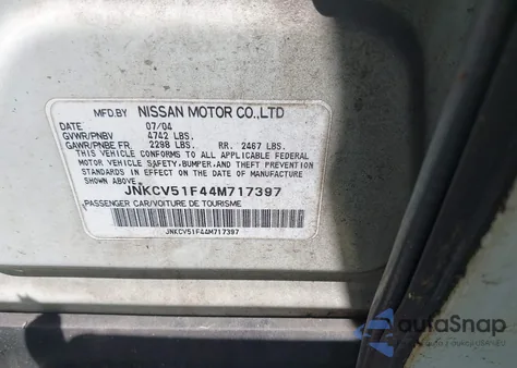 2004 Infiniti G35X из США, поврежденный, VIN JNKCV51F44M717397